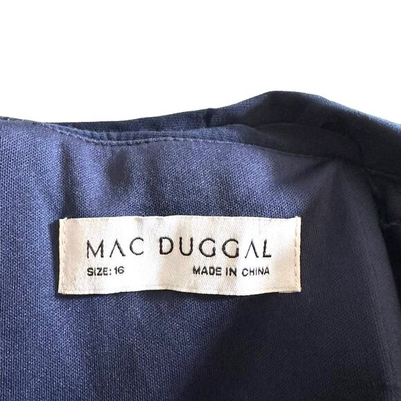 Mac Duggal NewWomen's One Shoulder Long Sleeve Jersey Gown Midnight Size 16 - Picture 13 of 15